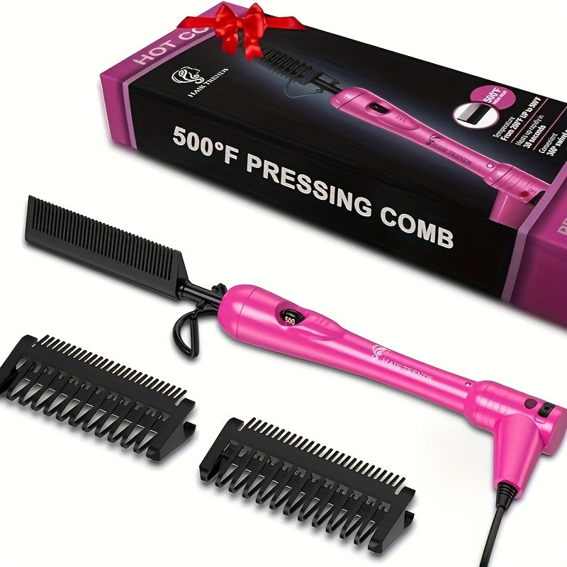 TEMU 1pc Hot Comb 500 Degree, Hot Comb Hair Straightener For Black Hair, Portable Ceramic Straightening Comb, Hot Comb Hair Straightener For Wigs, 4c