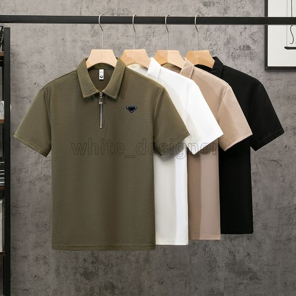 Designer Mens T Shirts Polos tees Flip collar men&#039;s T-shirt short sleeved style trendy brand half zipper half sleeve T-shirt new trendy