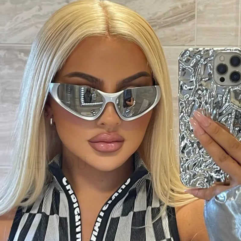 Fashion half-frame sunglasses y2k Punk Sunglasses Women Men Trend New Oversized Mirror Designer Luxury Female Trending Half Frame Eye Glasses