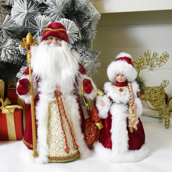 Christmas Toy Supplies 50cm Santa Claus Snow Maiden Candy Bucket with Music Storage Bag Plush Doll Christmas Decoration Gifts Year Ornaments