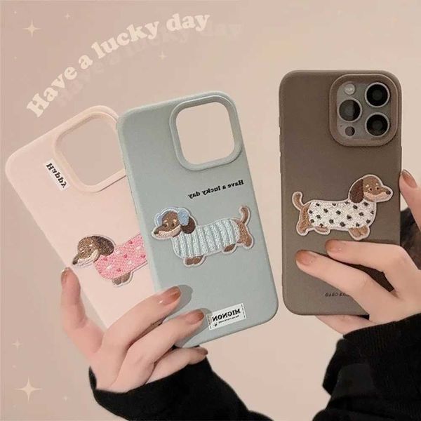 Ins 3D shell dog and puppy soft silicone phone case suitable for iPhone 15 12 Promax 13 14 16 Pro Max Plus plug back cover M241209