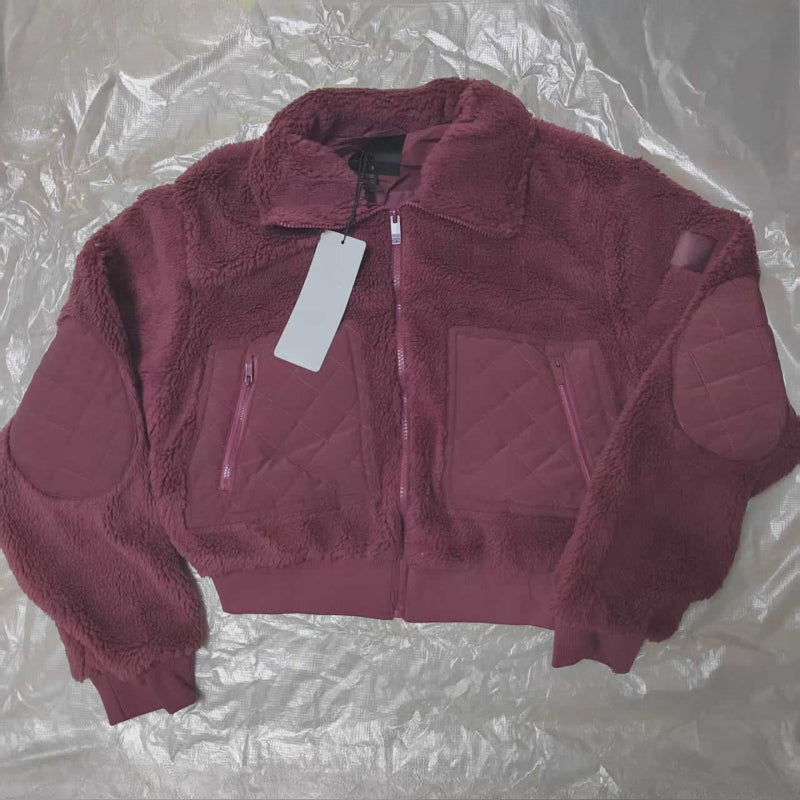 Designer Outerwear Jackets Yoga Blazer Lamb Plush Warm Coats Stand-up Collar Shirt-jacket Long Sleeve Sweater Full-Zip Cardigan Sweatshirts Cropped