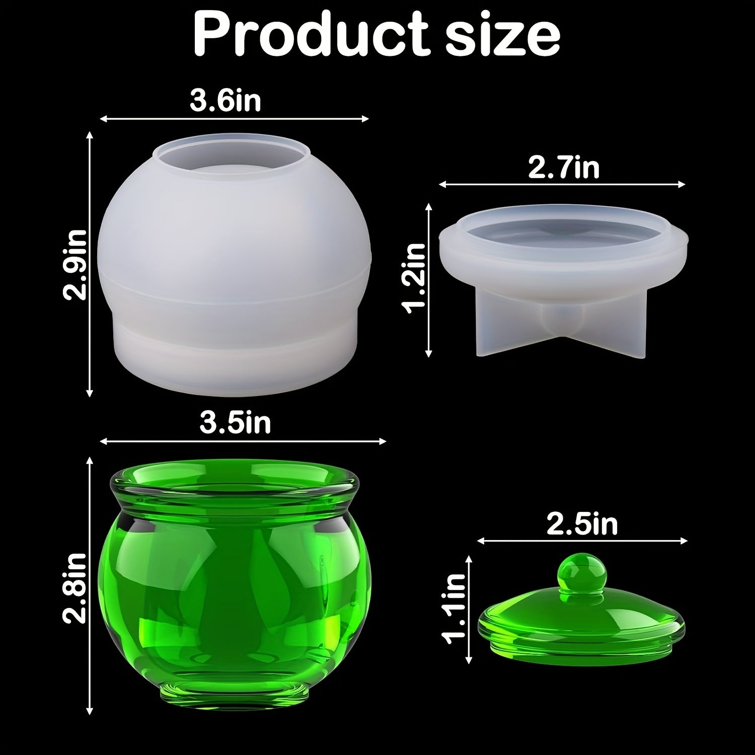 TEMU Jar Resin Molds Silicone, Large Jars Silicone Molds With Lid For Epoxy Resin Casting, Resin Mold For Storage Box, Candy Container, Home
