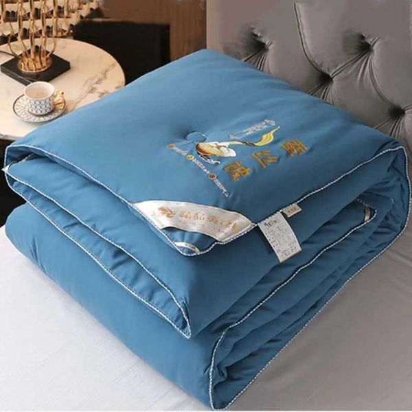 Solid Solor Silk Duvet Double Bed Comforter Winter Comforters Thin Wadding Blanket Pure Cotton Bedding Quilting Quilt 150XJ241024