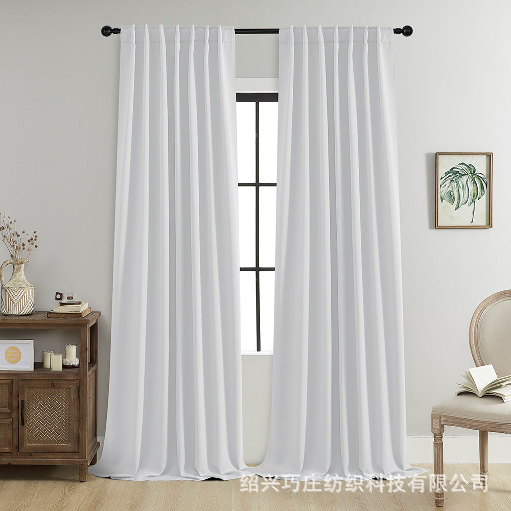 YL-36891 Thickened double-sided linen blackout curtains engineering hotel school sound insulation heat insulation full blackout cotton and linen cur