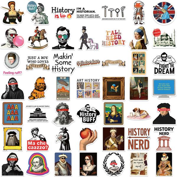 50 Cartoon Fun Historical Graffiti Stickers Decorate Guitar Notebook Lage DIY Waterproof Batch