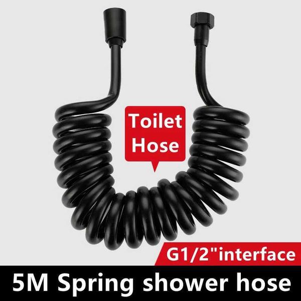 HH 2-3-5m Telescopic Shower Hose Spiral Spring Hose Toilet Bidet Sprayer Telephone Line Plumbing Hose Bathroom AccessoriesCL240801
