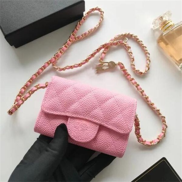 Fashion Luxury Evening Bags Caviar Crossbody Bags Lady Classic Design Clutch Handbags Coin Purse Womens Shoulder Mini Headphone Bag Gold Cha