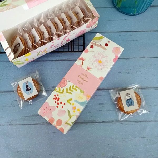 Floral Printed Long Macaron Gift Box Moon Cake Carton Present Packaging for Cookie Wedding Favors Candy Box Wholesale ZZ