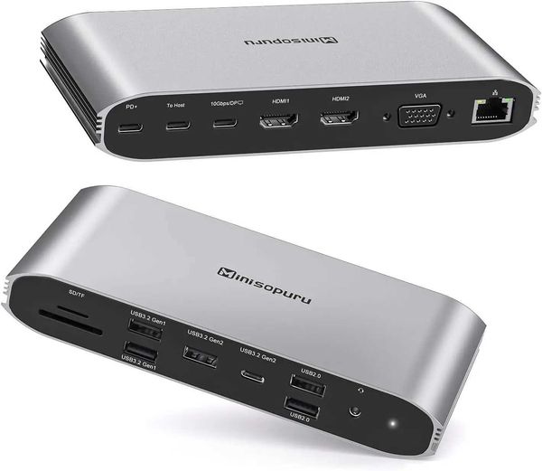 Other Computer Accessories Minisopuru Docking Station 3 Monitors with USB C Video 2 HDMI VGA PD 100W 10Gbps USB Data Port 15 in 1 HUB for Wi