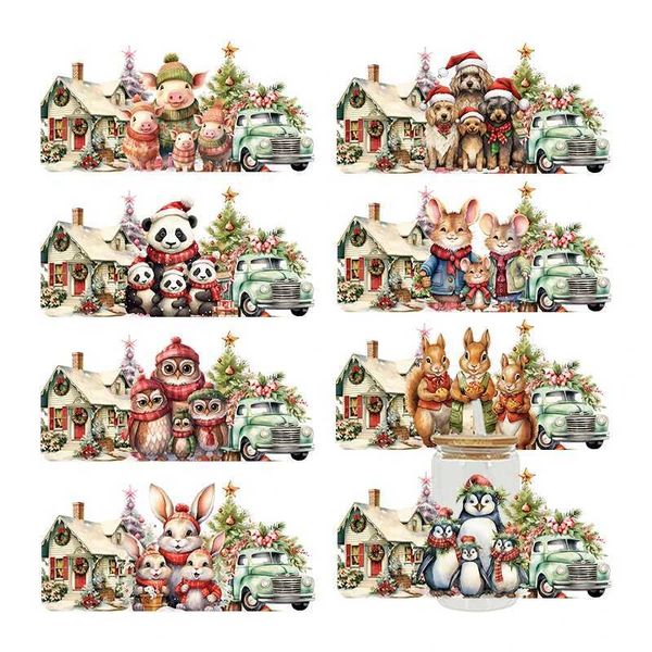 UV DTF Transfer Sticker Christmas Theme For The 16oz Libbey Glasses Wraps Cup Can DIY Waterproof Easy To Use Custom Decals D7241XJ241114