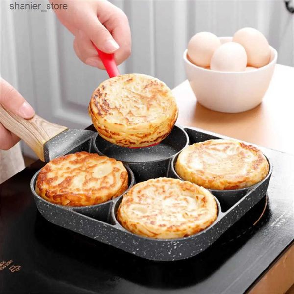 Pans 4-hole thick tick free egg fried egg grilled steak cooking plate hamburger bread breakfast maker induction cooking software fried egg p