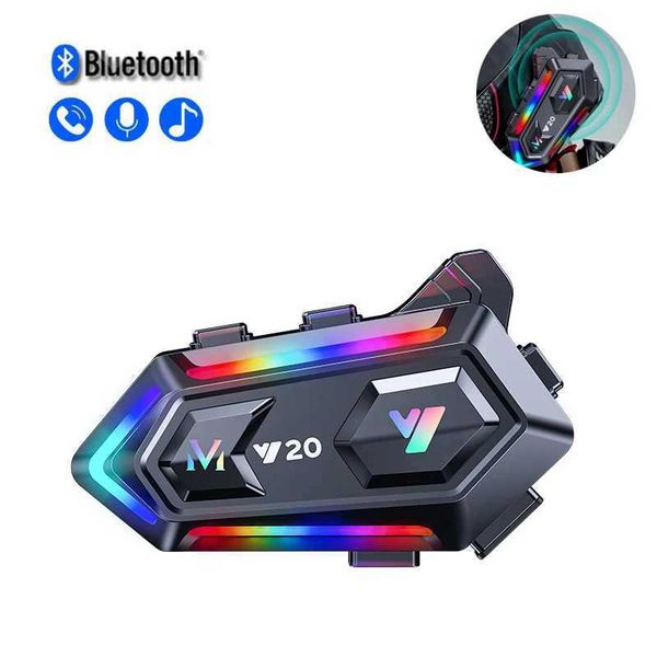 Interphone Y20 Motorcycle Helmet Bluetooth Headset BT5.3 Handsfree Call Wireless Noise Reduction Waterproof Headphone with RGB Light Z241019