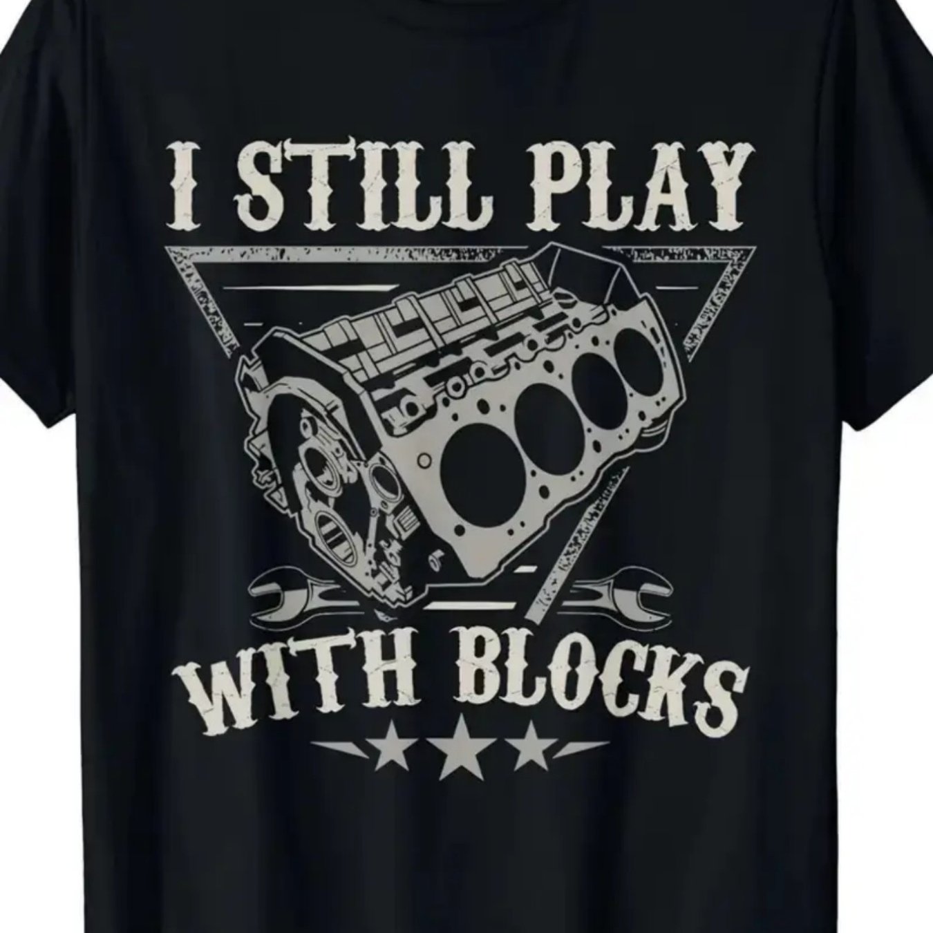 TEMU Men's Black Cotton T-shirt With " Play With Blocks" Graphic Print - Hip-hop Streetwear Casual Short Sleeve Tee For Spring Summer Outdoor &