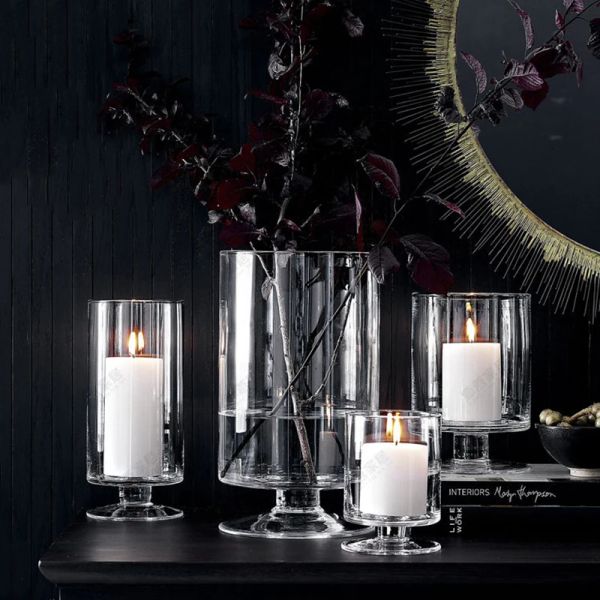Nordic Style Candle Holders Stand Glass Transparent Candle Holder Lamp Lid House Votive Velas Decorativas Wedding Centerpieces