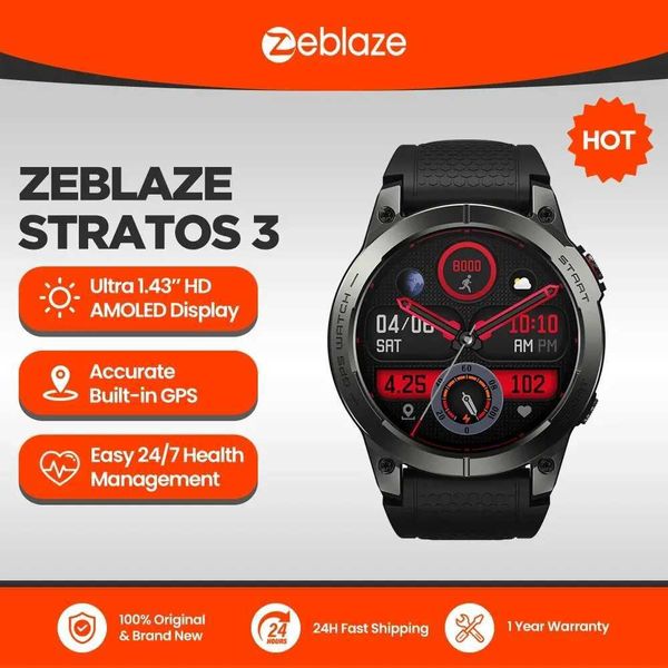 Smart Watches Zeblaze Stratos 3 Premium GPS smartwatch with ultra high definition AMOLED display and builtin GPS high fidelity Bluetooth pho