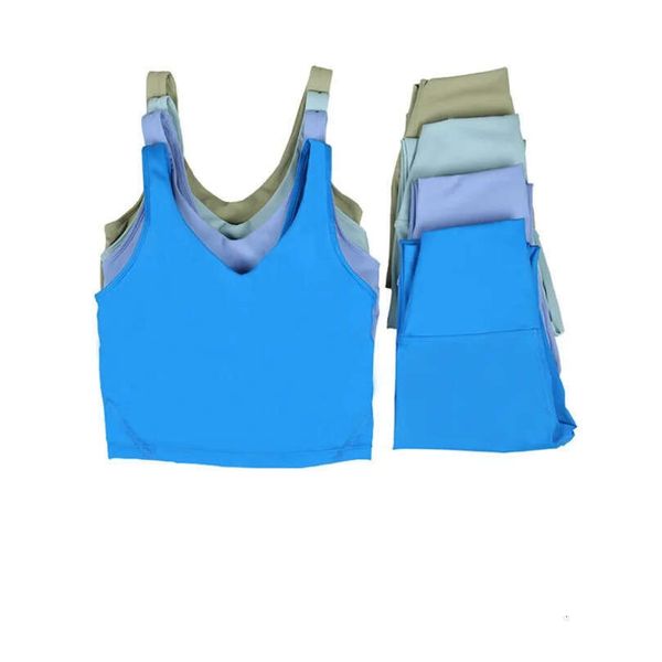 LULUSLEMONS Yoga Womens Outfit Jogger Leggings Suit Pants High Waist Sports Raising Hips Gym Wear Legging Align Elastic Fiess Tights Top wi