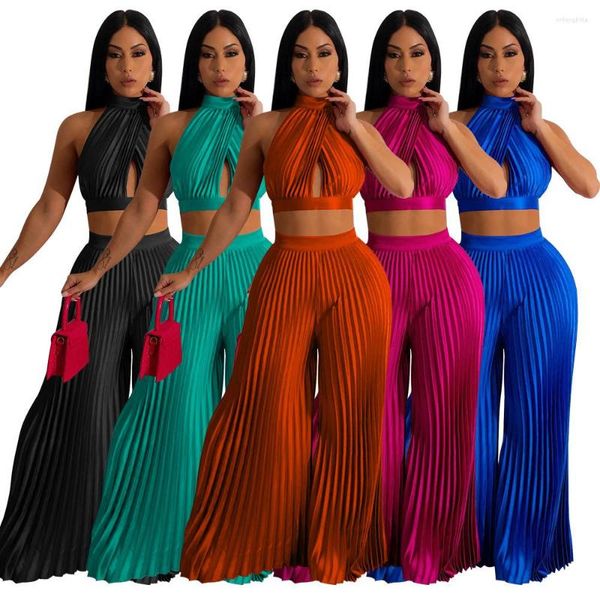 Women&#039;s Two Piece Pants Felyn 2023 Quality Fashion Design 2 Pcs Women Set Bright Solid Strapless Tanks Long Summer Beach Outfits
