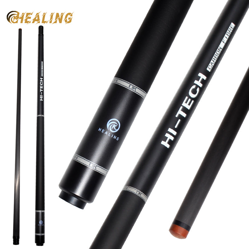 OKHEALING 1-2 Pool Cue Stick Carbon Fiber Billiard Cue 12.9mm Black Bakelite Tip Radial Pin - 8 Teeth Joint 1474mm-58inch Weight Adjust 19-20oz Bill