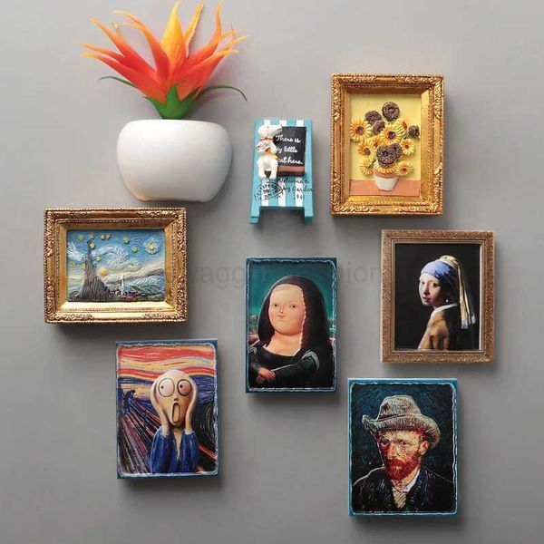 Lisa magnetic gogh stickers Sunflower van World famous refrigerator Mona paintings 3d fridge magnets home decoration collec
