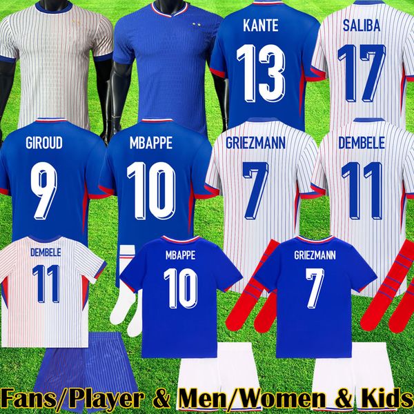 3XL 4XL Maillots de football 2024 Soccer Jerseys French MBAPPE Fra nces Euro Football shirts GRIEZMANN CAMAVINGA maillot kit shirt hommes en