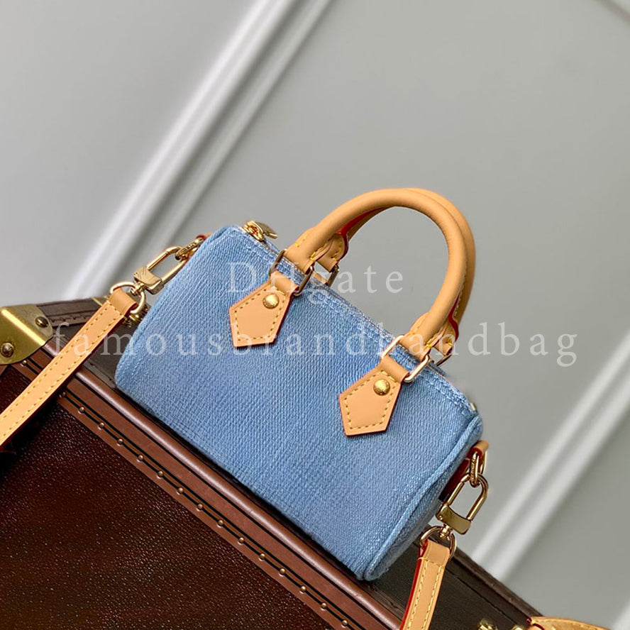 Exact Mirror Quality Nano Crossbody Bag Denim Mini Boston Bag 16CM Women&#039;s Mini Handbag Designer Shoulder Bag With Gift Box LS01A2