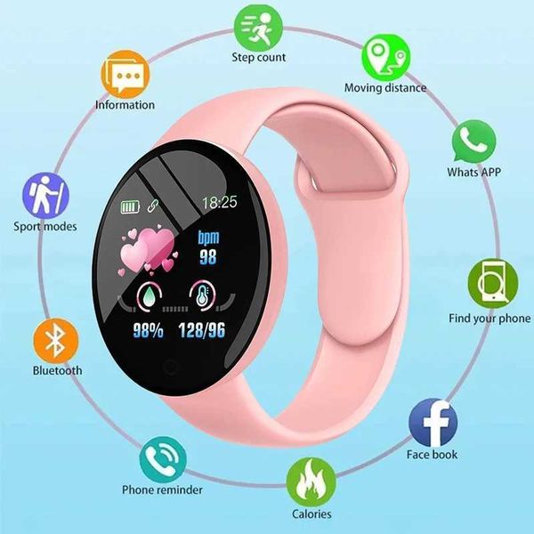 D18 Waterproof Color Circular Screen Smart Bracelet Heart Rate and Blood Pressure Sleep Monitor Walking Exercise Fitness Smart Watch B41 X24