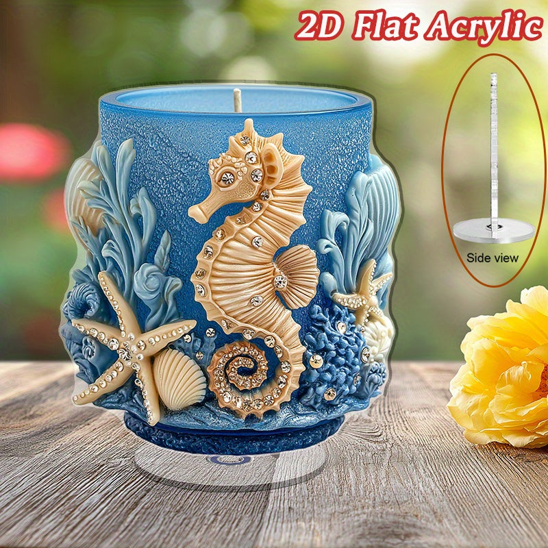 TEMU 2d Flat - Rotatable Acrylic Desktop Ornament, 2d Flat, Mermaid And Seashell Design, With Starfish And Seashells, For Home Decoration, Beach