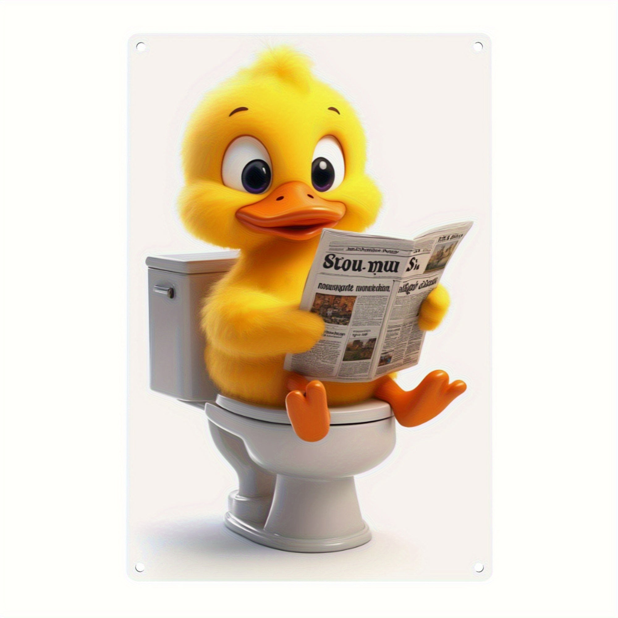 TEMU 2d Flat - 1pc Vintage Duck Reading Newspaper Metal Sign, 8x12 Inch - Waterproof Iron Wall Art For Kitchen, Bathroom, Coffee Table & Window Sill