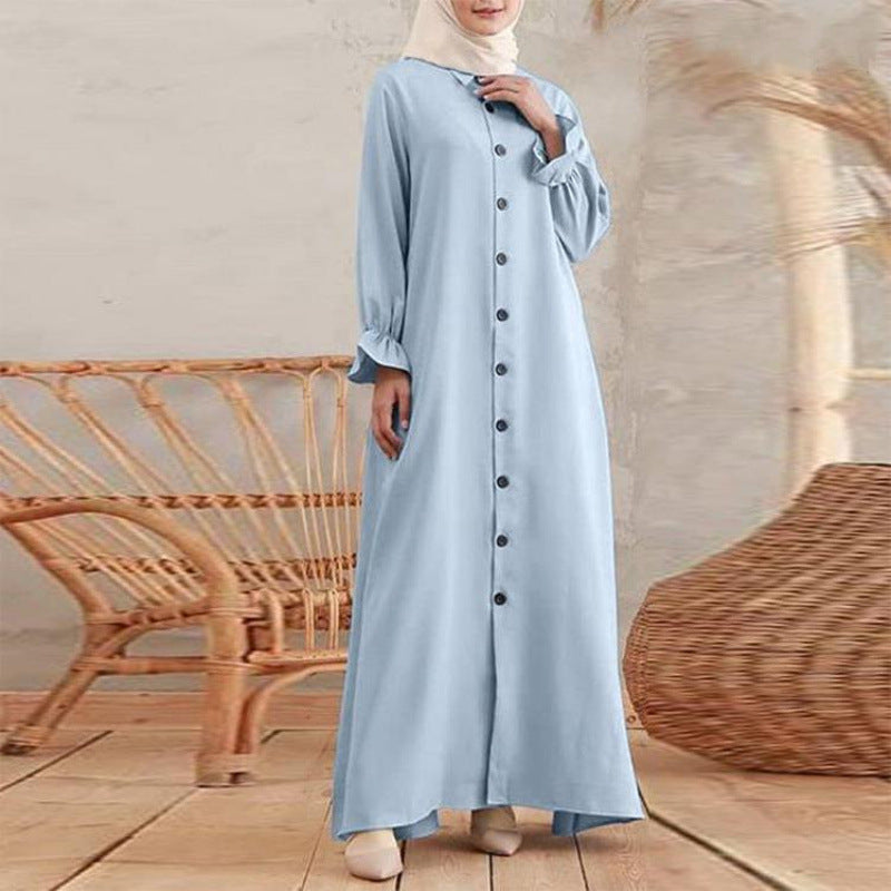 (20) Cardigan Round Neck Swing Dress