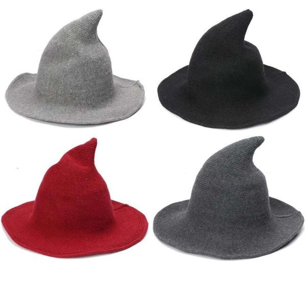 Halloween Diversified Along The Sheep Wool Cap Knitting Fisherman Hat Female Fashion Witch Pointed Basin Bucket i0228