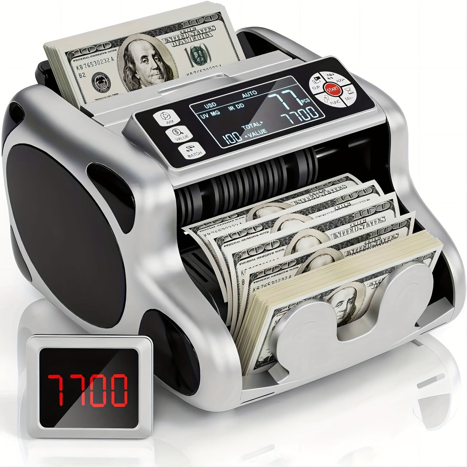 TEMU Accurate Money Counter Machine - Advanced Uv-mg-ir-dd Detection, Extra Lcd Display, Add And Batch For Cash Counting - For Dollar, Euro And Other