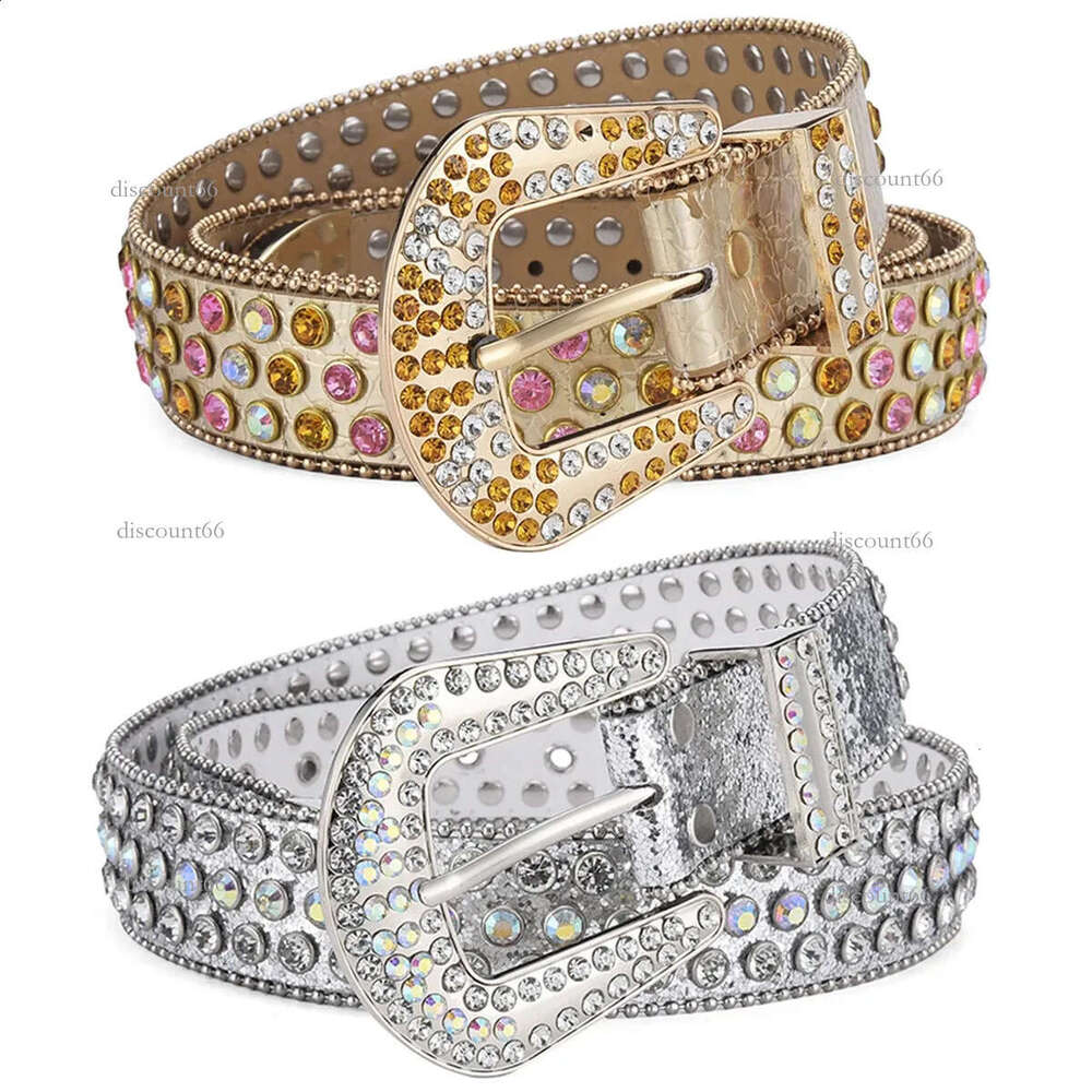 Womens jeans Rhinestone oversized mens Western denim shiny rivet leather hip-hop punk rock Y2K style belt ww 240910