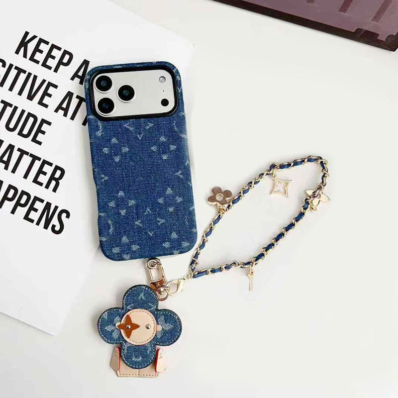 Designer Phone case denim iPhone Case Card Holder iPhone Case Leather for Apple iPhone 17 16 15 Pro Max 14 13 12 Crossbody Mobile Cover Lanyard slin