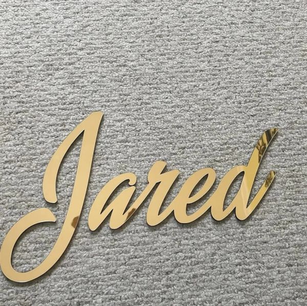 Personalized Name Sign Mirror Gold Acrylic Wall Wedding Party Decoration Custom Birthday Baby Name Sign Nurseries Party Signage 240823