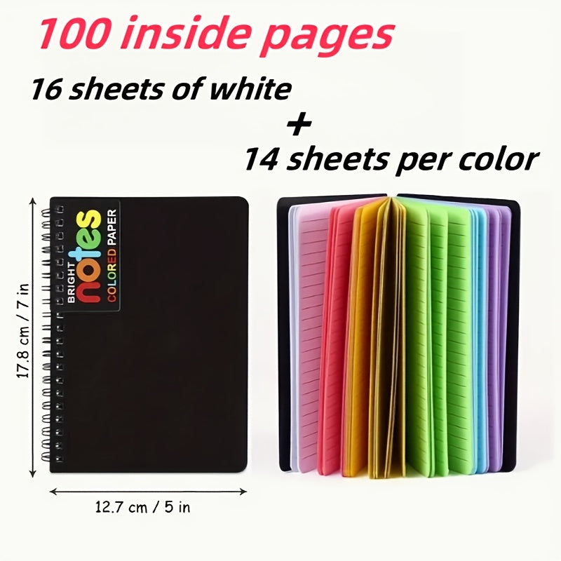 TEMU 1pc-simple Notebook, With 100 Horizontal Pages Inside, Colorful Paper, Black Double , Folded , Portable Diary, Notebook