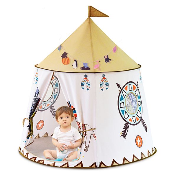 Toy Tents YARD Kid Teepee Tent House 123*116cm Portable Princess Castle Present For Kids Children Play Toy Tent Birthday Christmas Gift 2301