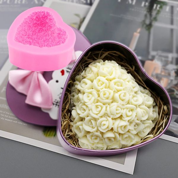 S036 Heart Rose Flower Valentines Molds For Silicone Artisan Soaps 3d Chocolate Mould Candle Making Baking Desserts Utensils 250110