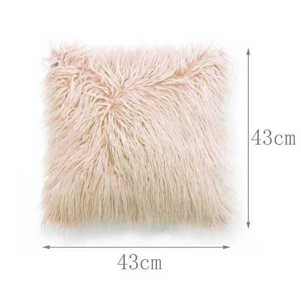 Plush Cushions Soft Plush Cushion Cover Long Hair Pillowcase With Hidden Zipper Solid Color Furry Pillowcase For Living Room Home Decoration