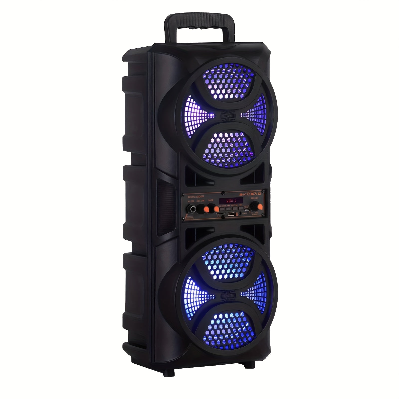 TEMU 3000w Portable Rechargeable Bluetooth Speaker With Tws Dual 6.5" Colorful Led Woofers, Microphone, Usb Mode, Sd Card, Fm Radio, For Perfect