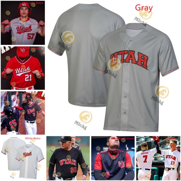 2024 Utah Baseball Jersey Core Jackson Tyler Quinn Michael Davinni Drake Digiorno Bruer Webste Kaden Carpenter Karson Bodil Custom Stitched