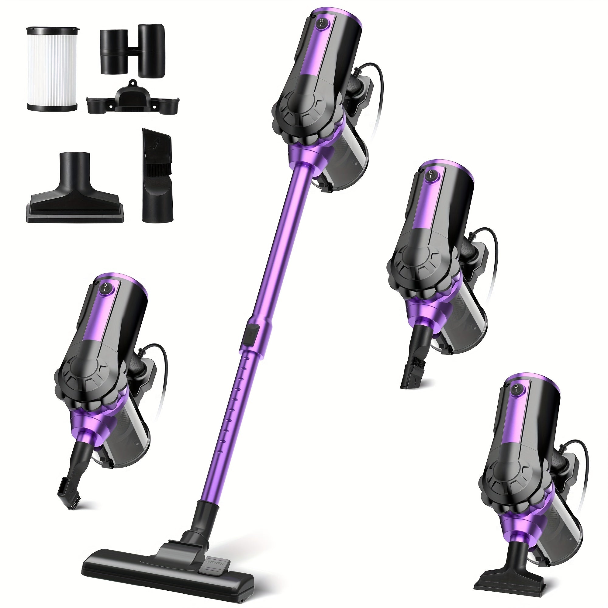 TEMU Upright Vacuum Cleaner 1pc 15kpa-18kpa Household Vacuum, Lightweight And Powerful For Hardwood Floors, Carpets, Cars, Pet Hair, Dust, And Cat