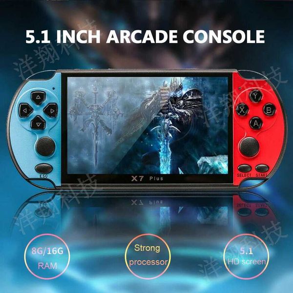 Game machine X7 Plus Handheld Game Console 5.1 Inch HD Sn Portable Au Video Player Classic Play Built-in 10000+ Retro Games Z241102