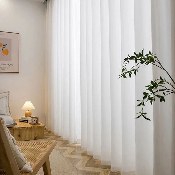 Curtain Asazal white thin gauze high-quality thick gauze chiffon curtains used for bedroom villa opaque curtains living room decoration 2408