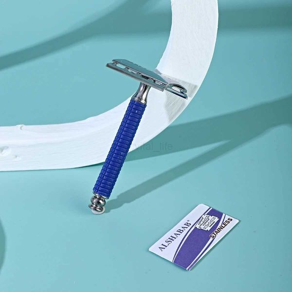 ALSHABAB Safety Razor For Men Shaving Face Double Edge Stainless Razor with1 Blade Plastic Handle Manual ShaverCL240718