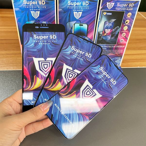 Screen Protector For iPhone 15 Pro Max 14 Plus 13 Mini 12 11 XS XR X 8 7 SE OG Super 9D Tempered Glass HD Film Full Cover Explosion Curved P