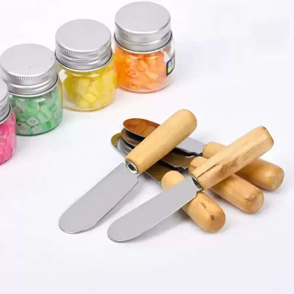 10Cm Stainless Steel Spatula Butter Cream Scraper With Wooden Handle Cheese Knife Kitchen Tool Baking Gadget Christmas Gift C0922