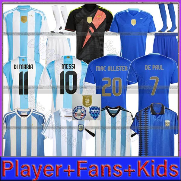 2024 Argentina Soccer Jerseys MESSIS DE PAUL National Team Copa DYBALA MARTINEZ KUN AGUERO Maradona 1994 Argentina Retro Football Shirts 24