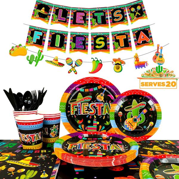 MEXICANO FESTO DE FESTO FERIONALMENTE FESTIDADES 161 PEÇAS DE TABELA DE PAPEL Conjunto de software, incluindo 20 convidados Placas de férias