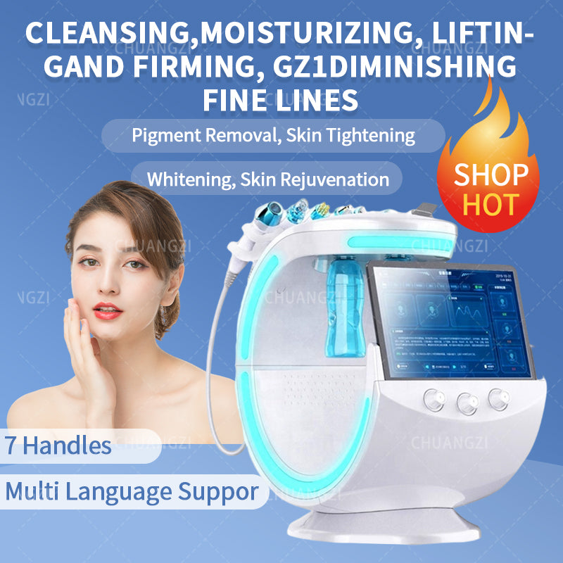 Facial Skin Analysis and Regeneration Smart Ice Blue 7-in-1 Multi Functional Spa Professional Portable Skincare Equipment
